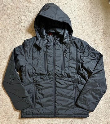 T Tech by Tumi Mens Puffer Coat Full Zip Insulated Quilted Jacket Black sz M NEW
