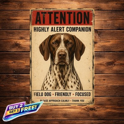 German Shorthaired Pointer Dog Tin Sign 8x12 Pet Hunting Metal Wall Decor