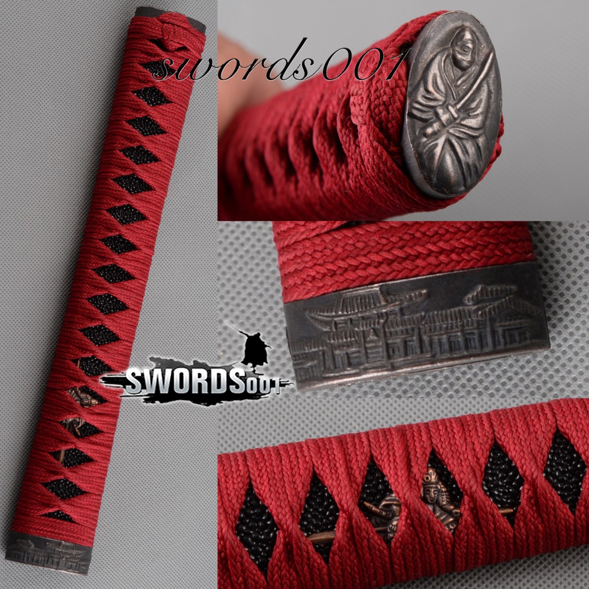 Genuine Rayskin Red Ito Tsuka Handle 10.2 in For Japanese Samurai Katana Sword