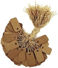 100 pcs Kraft Paper Tags, Jewelry Price Tags with String 1" x 1/2" 100 CT