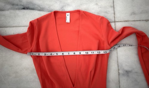 American Apparel Skater Dress Mini Orange Coral Deep V-Neck Flared Women Small - Picture 8 of 10