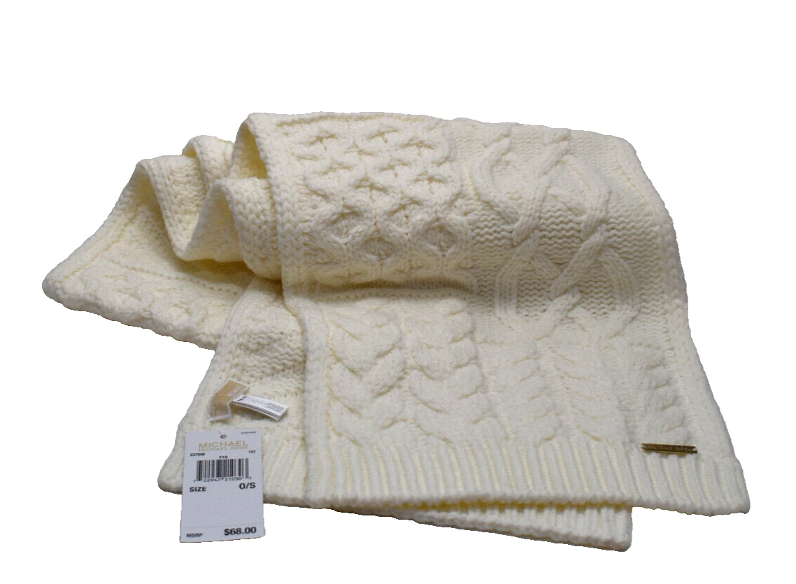 Michael Kors Cable Knit Scarf In Cream 537898 New! NWT