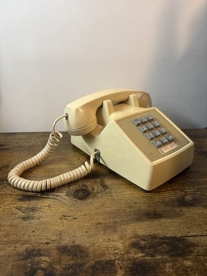 Vintage Bell System Western Electric Push Button Desk Phone Beige Made in USA
