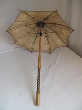 Victorian Antique small Parasol Children Playing Unusual Fabric Print