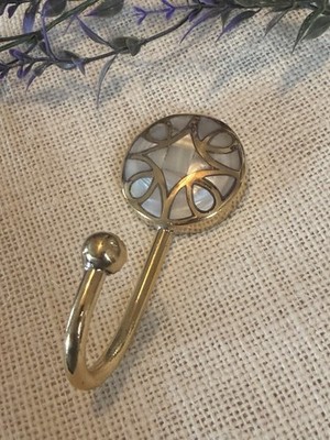 Mother of Pearl Handcrafted Wall Hook Round Petal Inlay Design Single Wall Hook