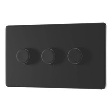 Lap LED Dimmer Switch Lighting 3 Gang 2 Way Matt Black Screwless Flat Indoor