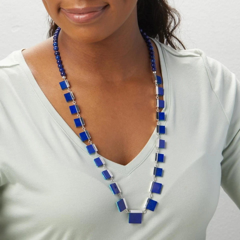 Jay King Gallery Collection Turquoise/Lapis Reversible 28" Necklace - #2 - Image 2 of 4