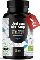Jod Hochdosiert - 365 Tabletten - 200µG Aus Bio-Kelp - Vegan
