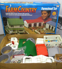 Juego de granja de campo ERTL de colección 1991 casa de granero cobertizos animales personas juguete