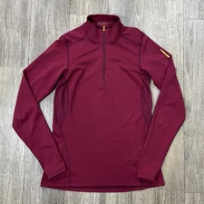 Arc'teryx Phase AR Zip Neck Long Sleeve Top Base Layer Maroon Red Size Medium