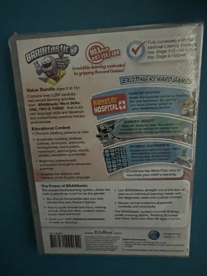 BRAINTASTIC- WORD SKILLS- AGES 5 To 15- CD-Spelling, Grammar, Punctuation. - Image 2 of 2