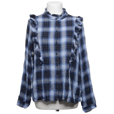 Lolaliza, Bluse, Größe: 44, Blau/Schwarz/Weiß, Metallfaser/Viskose, Karo #Lbm