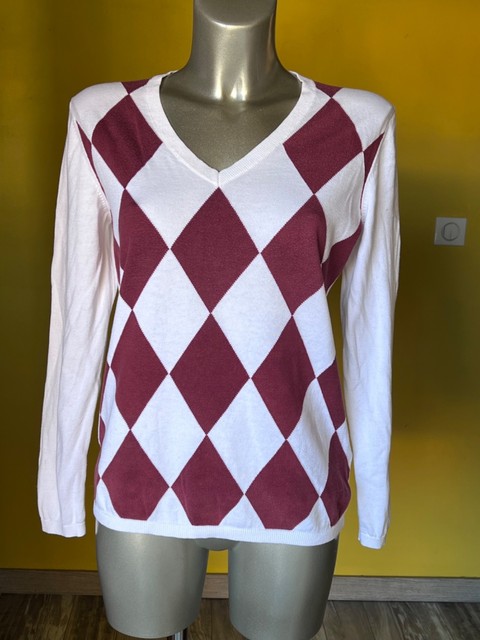 pull fin coton pima col  V TOMMY HILFIGER taille L/G très bon état