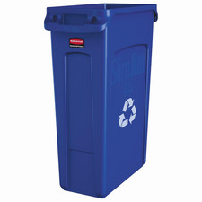 Trash Can Commercial Recycling Garbage Bin Slim Waste Container 23 Gallon Blue