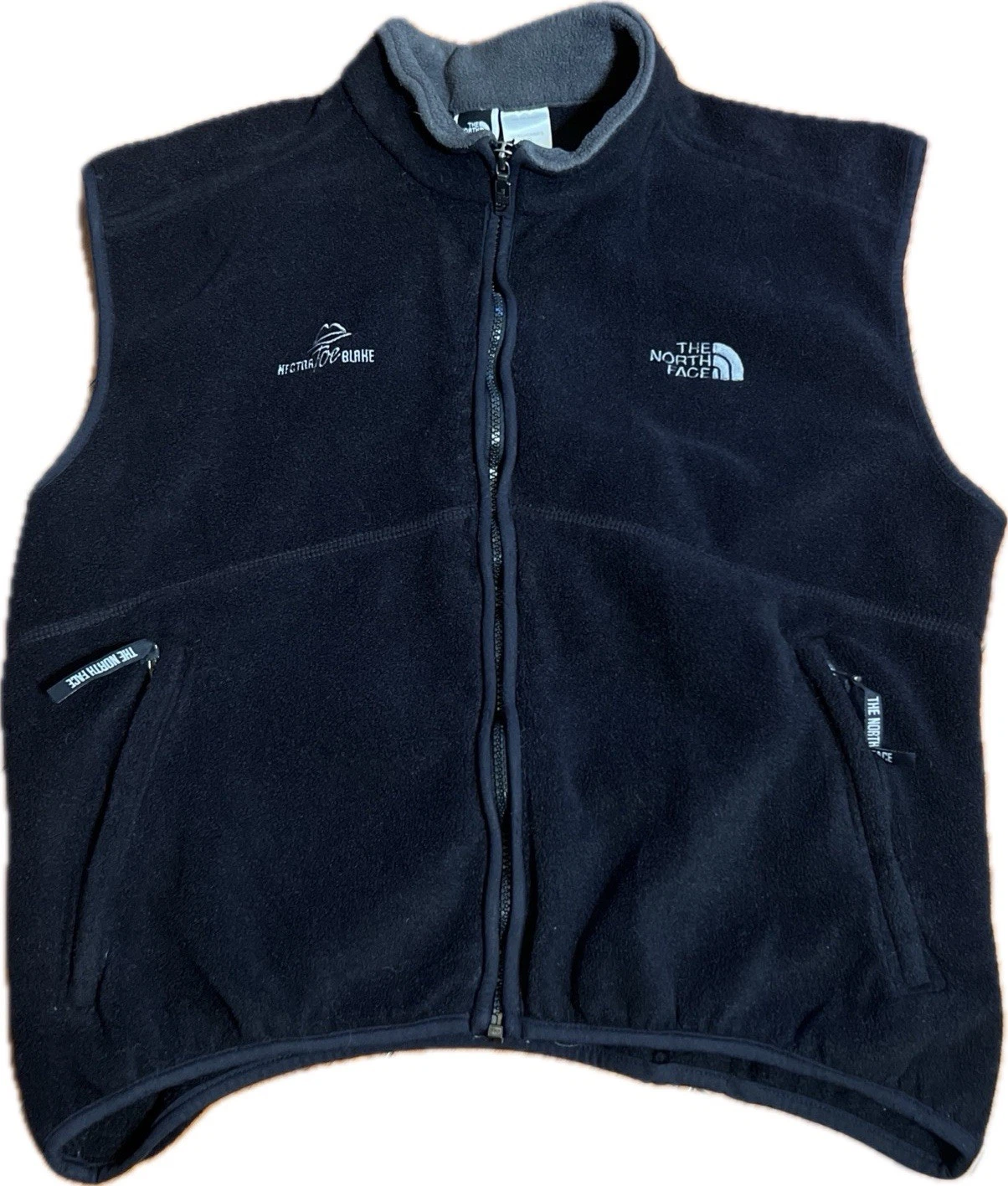 VTG The North Face Vest Men’s L Black Fleece Full Zip USA Outdoor CUSTOM LOGO!