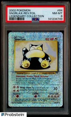 2002 Pokemon Legendary Collection #64 Snorlax Reverse Foil PSA 8 NM-MT