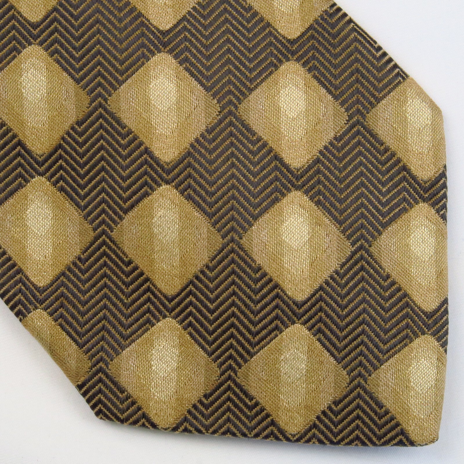 Genesis Brown Gold Checked Plaid Herringbone Patt… - image 1