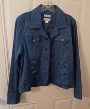 Christopher & Banks Shirt Shacket Womens Small Blue Stretch Button-up