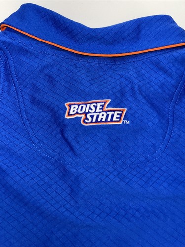 Boise State Nike Dri-Fit Short Sleeve Shirt Polo Shirt Men’s L Blue Orange - Picture 9 of 16