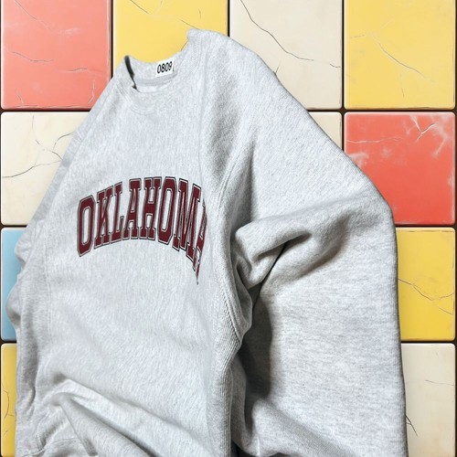 Vintage Oklahoma Champion Reverse Weave 90s Mens OU Sweatshirt Grey Crewneck M - Picture 7 of 10