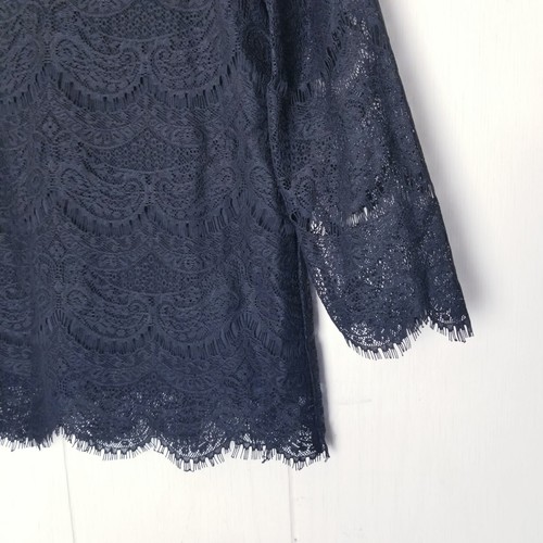 Adrianna Papell Shirt Damen Gr. Small schwarz Spitze gefüttert gewellter Saum - Bild 10 von 17