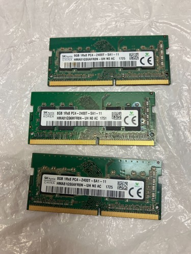 3PCS(24GB:3x8GB): SK Hynix HMA81GS6AFR8N-UH 8GB 1Rx8 PC4-2400T DDR4 SDRAM Memory