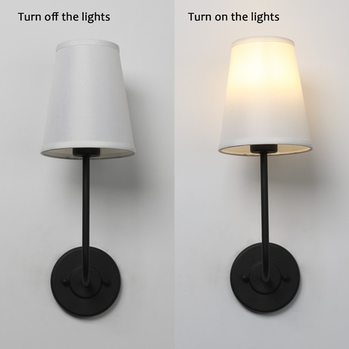 2pcs Wireless Rechargeable Battery Operated Wall Light Fabric Shade Sconce Lamp - Picture 26 of 36