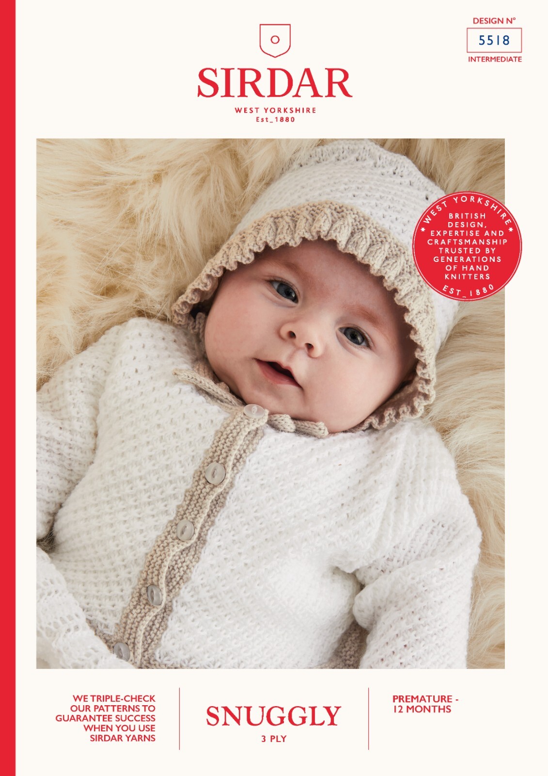 Sirdar Snuggly 3 Ply Knitting Pattern - 5518 Cardigan & Bonnet
