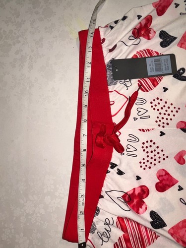 Women Lounge Pajama Pants XL White Red Super Soft Love Me Heart Print Drawstring - Picture 3 of 5