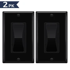 2Pack Black Decora Rocker, 600W CFL/LED 3-150W, 3-Way Capable