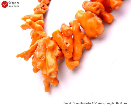 30-50mm Branch Natural Orange Coral Loose Beads for Jewelry Making Strands 15" - Picture 3 of 7