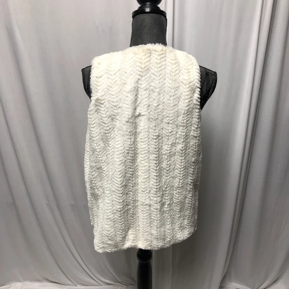 Colete de pele sintética creme glória desbotada meninas tamanho XL 14-16 macio forrado difuso frente aberta - Imagem 4 de 4