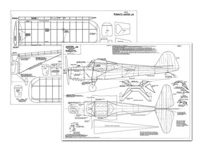 Auster J4 Free Flight Gas 54'' WS RC Model Airplane Plans Templates PDF on USB