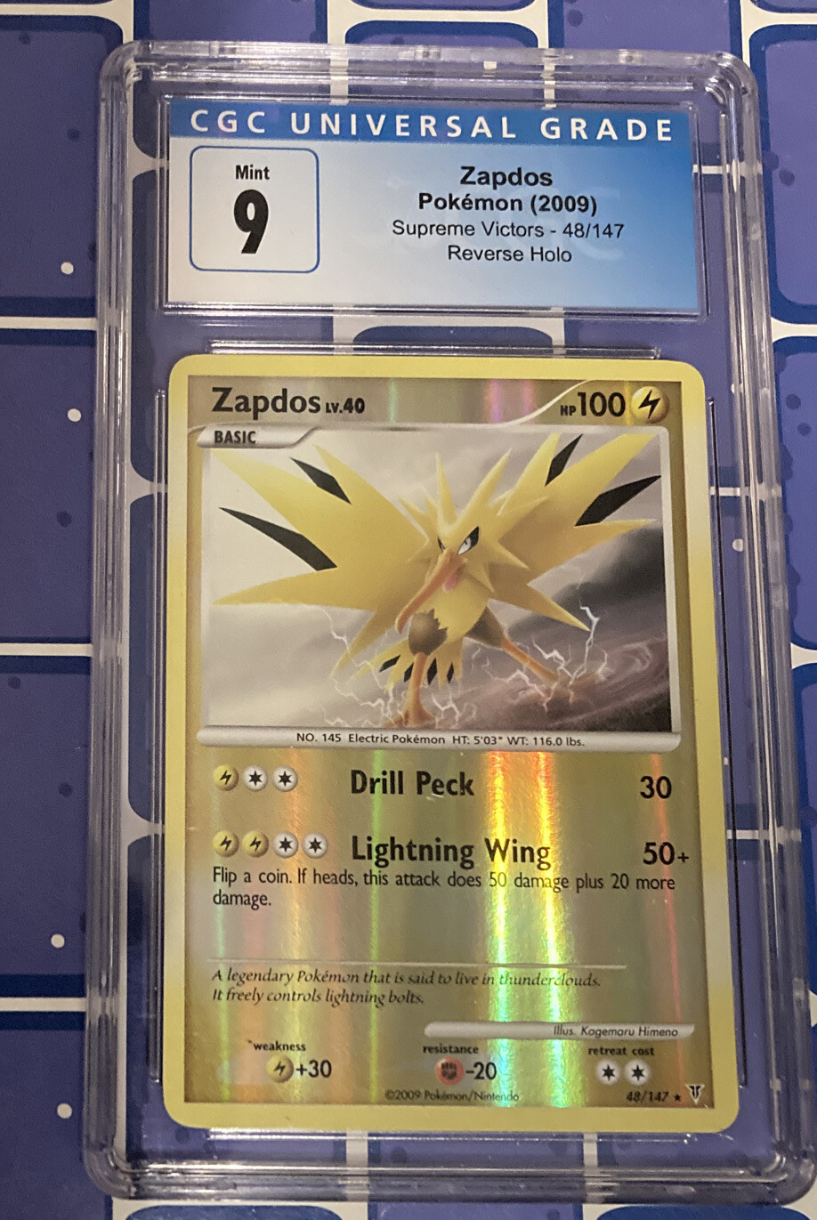 2009 Supreme Victors Reverse Holo Zapdos PSA CGC 9 Mint 48/147 Pokémon
