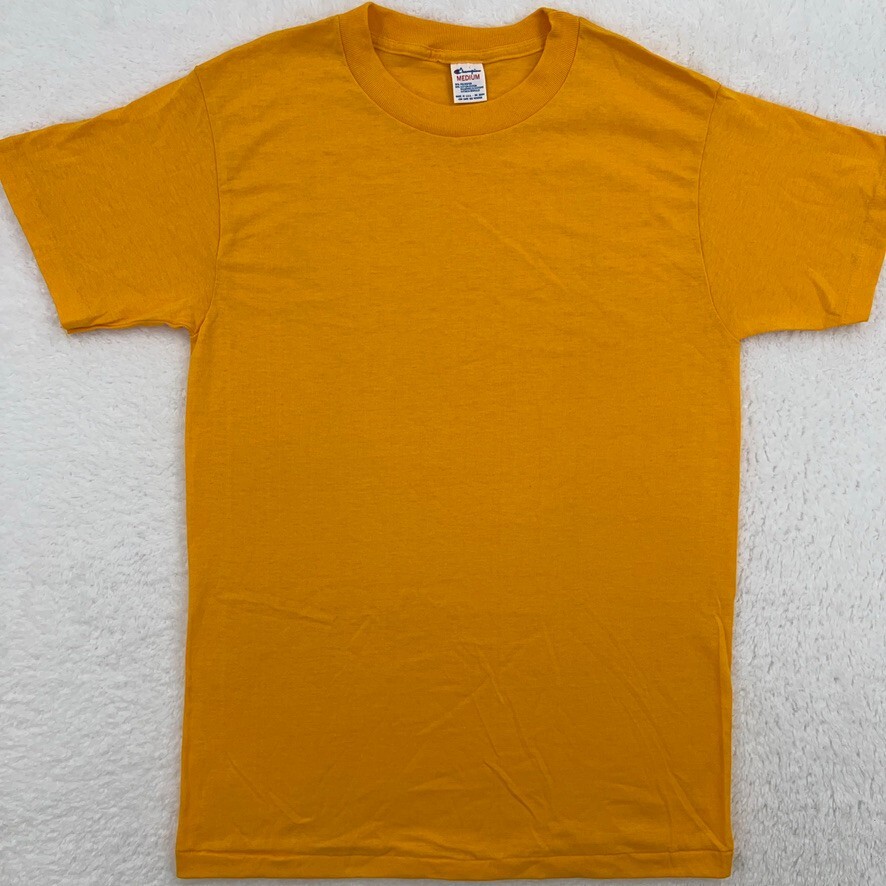 vintage 80s BLANK CHAMPION T-Shirt SMALL Dark Yellow single stitch