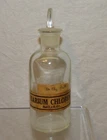 Vintage Glass Bottle w Stopper Barium Chloride Label Apothecary Pharmacy Science