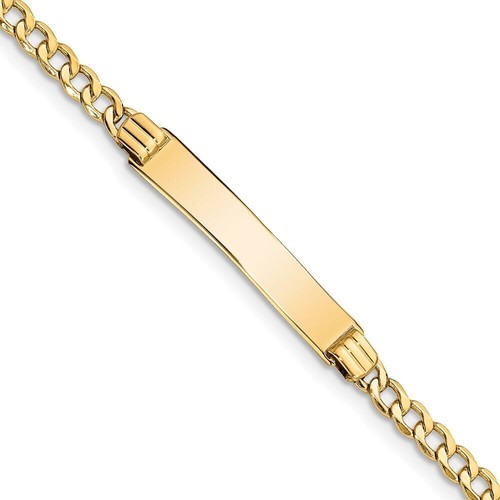 14K Yellow Gold Semi-Solid Polished Cuban ID Bracelet - 第 1/9 張圖片