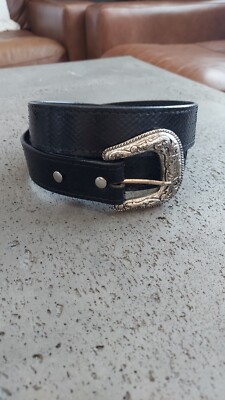 Yoder Leather Black Python Belt Size 34 Handmade In USA