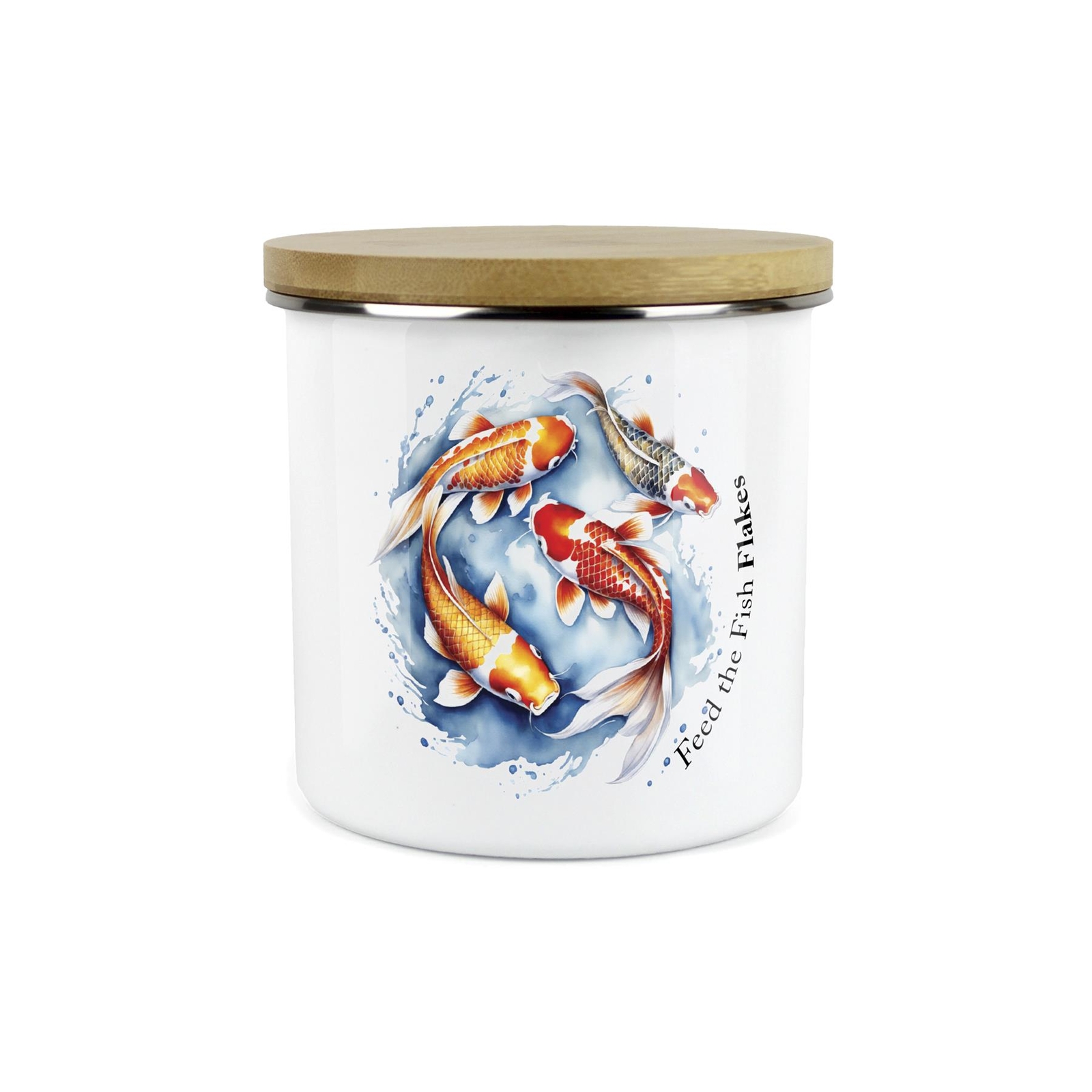 Fish Food Canister - Koi Fish Pond Flakes Storage Container Gift
