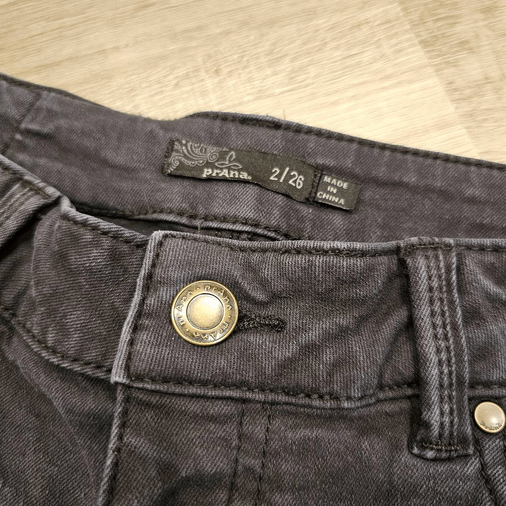 Prana size 2 Organic Cotton women's black distressed shorts image 4