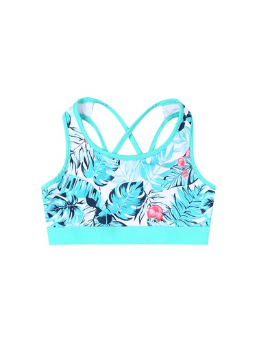 Girls Swimwear Suit Gymnastics Set Tankini Cute Strappy Back Floral Quick Dry - Picture 38 of 54