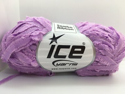 Lilac Samba Ribbon Yarn #65445 Ice Acrylic 50 gram 120 yards 1/4'' wide
