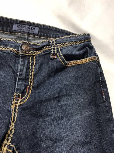 Zana Di Women Jeans Mid Rise Flare Leg Stretch Denim Sz 14 Y2k Vtg Grunge Boho - Picture 7 of 11