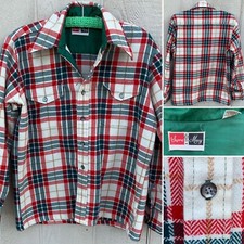 vintage Supre-Macy plaid shirt size M acrilan acrylic hippy mod rockabilly