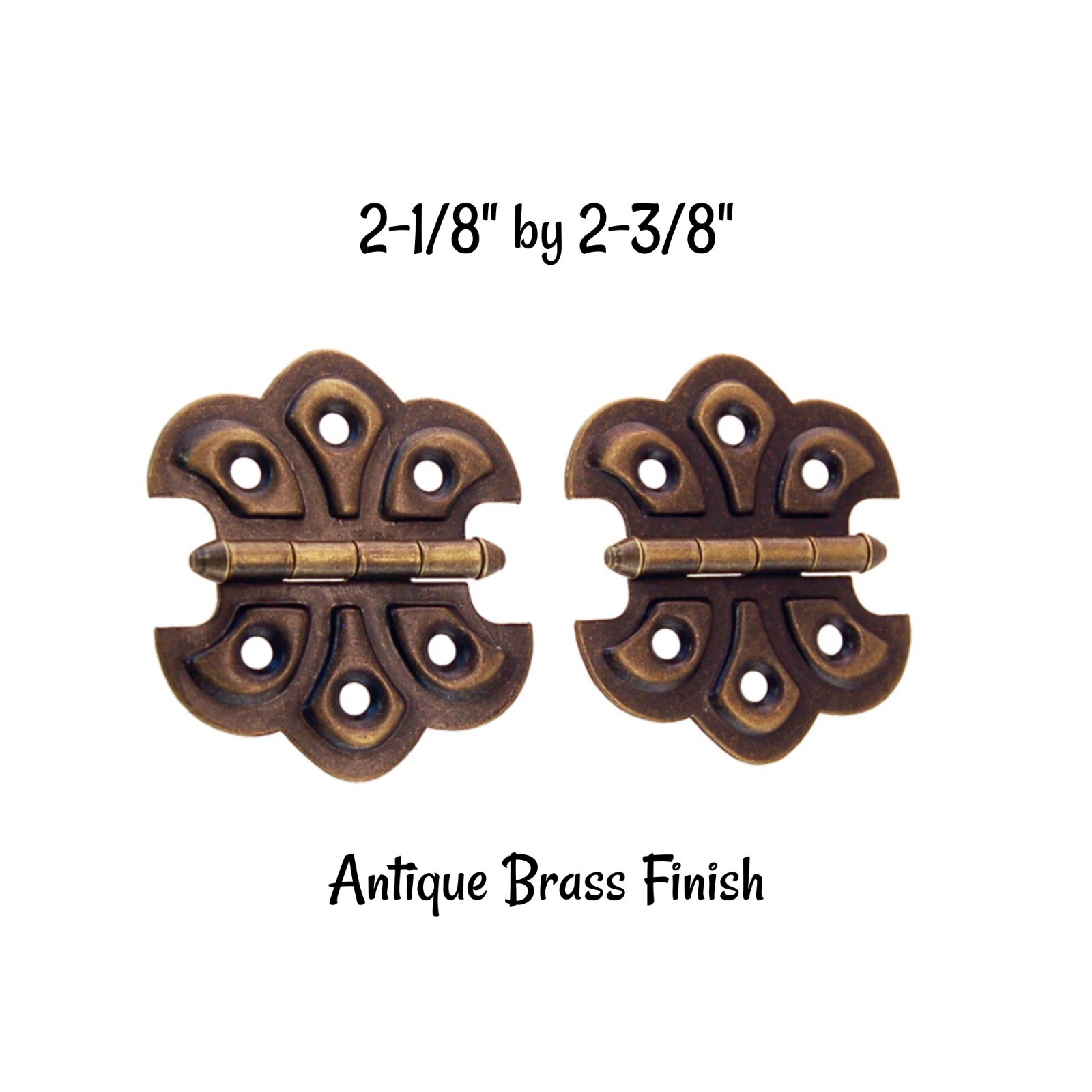 Pair of Embossed ornamental hinges Antique  Brass Plated Finish Antique Style