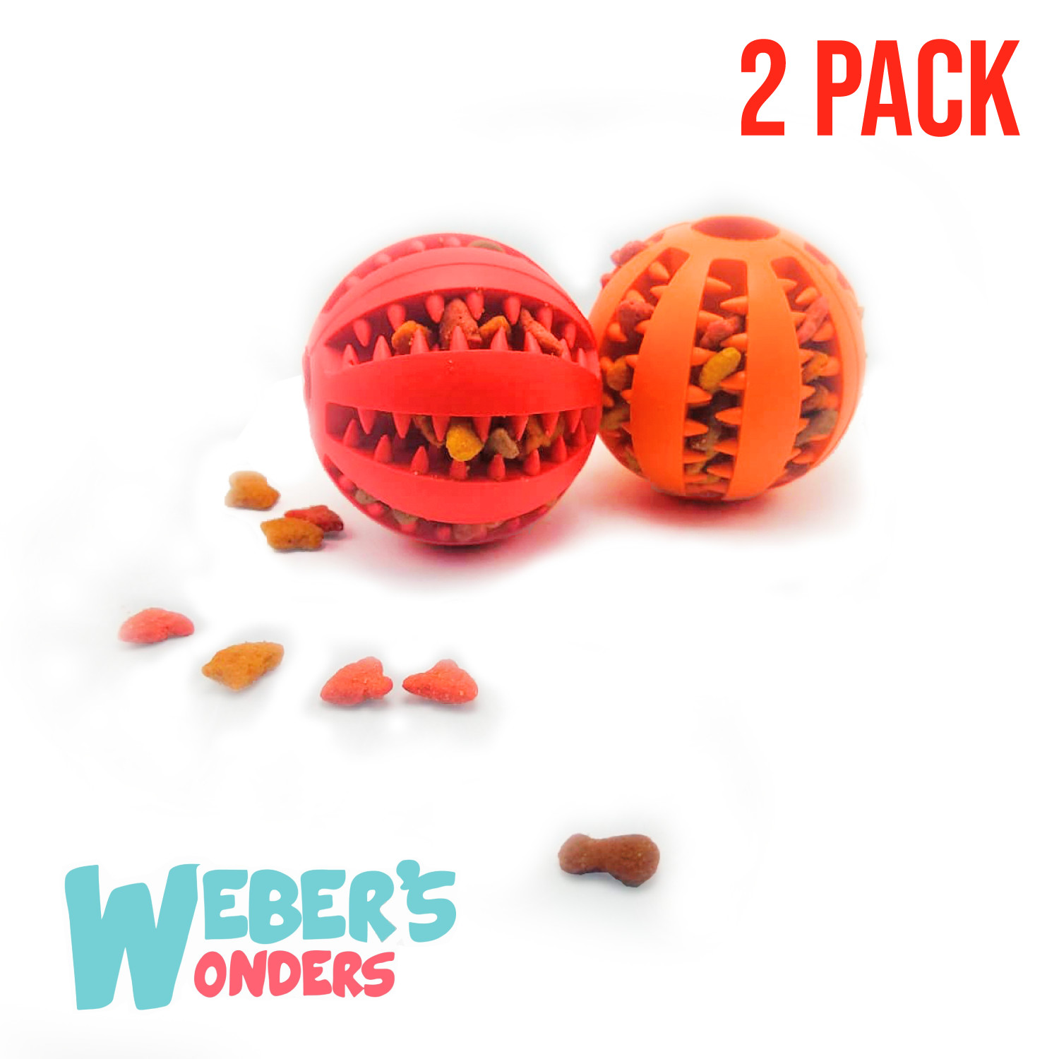 2 Pack Paw Tricky Treat Ball for Dogs - Food Dispensing Puppy Toy Non Toxic 