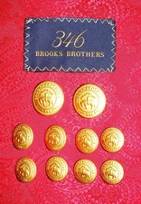 BROOKS BROTHERS 346 SHEEP LOGO WATERBURY BLAZER BUTTON SET 2 - 20MM /  8 - 15MM