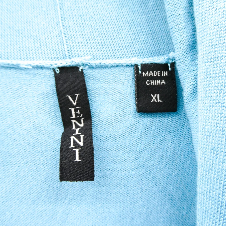 Venini Cardigan Sweater XL Womens Open Front Cape Long Sleeve Knit Blue Lounge - Image 4 of 4