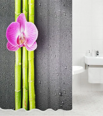 DUSCHVORHANG TEXTIL WANNENVORHANG WC BADEWANNENVORHANG ANTI SCHIMMEL EFFEKT ASIA - Bild 1 von 4
