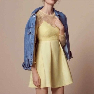 Sandro Jeanette Yellow Lace Floral Mini Dress